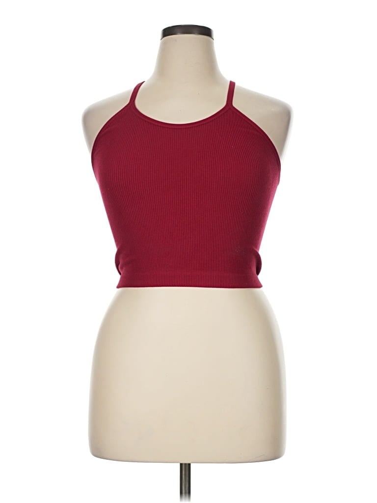 Pre-owned Ododos Tank Top Burgundy Halter Neckline Tops