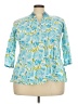 Westside 100% Cotton Teal 3/4 Sleeve Button-Down Shirt Size XXL - photo 1