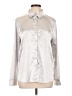Peach 100% Polyester Metallic Silver Long Sleeve Blouse Size L - photo 1
