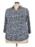 Susan Graver Polka Dots Blue 3/4 Sleeve Button-Down Shirt Size 2X - photo 1