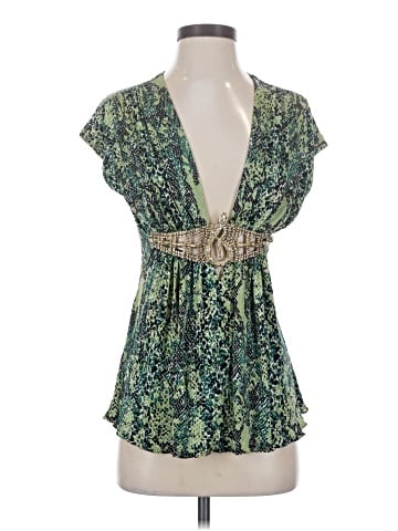 Sky Short Sleeve Silk Top (view 1)
