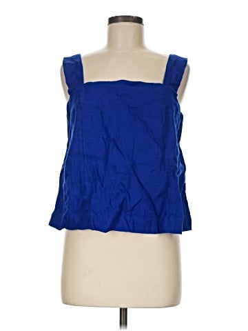 Madewell Curved-Neck Shell Tank in 100% Linen (view 1)
