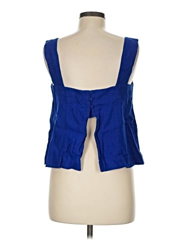 Madewell Curved-Neck Shell Tank in 100% Linen (view 2)