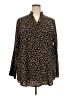 Amaryllis 100% Polyester Animal Print Brown Long Sleeve Blouse Size 3X - photo 1