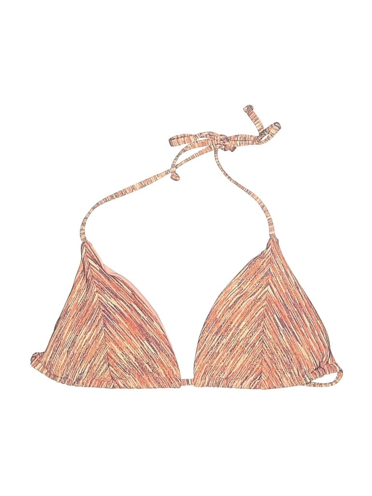 Pre-owned Becca Swimsuit Top Orange Tweed Pattern Swimwear