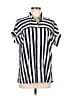 Jane and Delancey 100% Rayon Stripes Silver Short Sleeve Button-Down Shirt Size M - photo 1