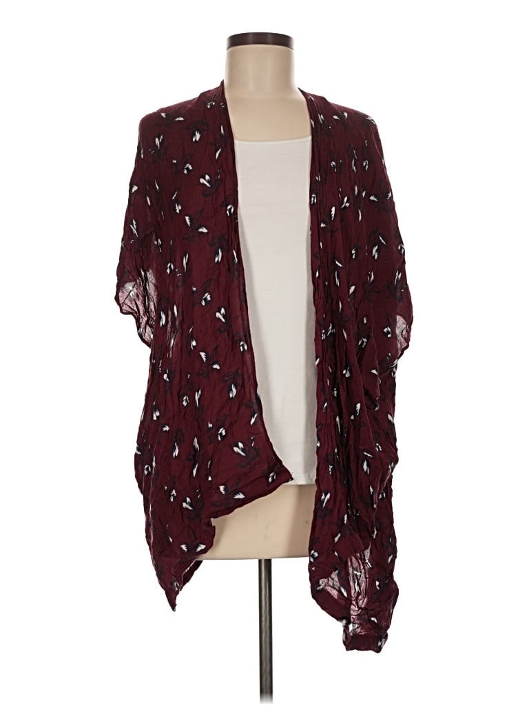 Pre-owned Ann Taylor Loft Kimono In Burgundy
