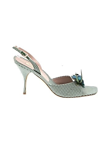 Prada Vintage Gingham Floral Appliqué Slingback Heels (view 1)