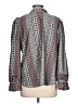 Ann Taylor LOFT 100% Polyester Paisley Gray Long Sleeve Blouse Size L - photo 2