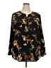 Cj Banks Floral Black Long Sleeve Blouse Size 2X - photo 1