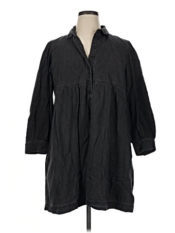 Madewell Denim Babydoll Shirtdress in Washed Black (view 1)
