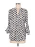 41Hawthorn 100% Polyester Print Silver 3/4 Sleeve Blouse Size M - photo 1