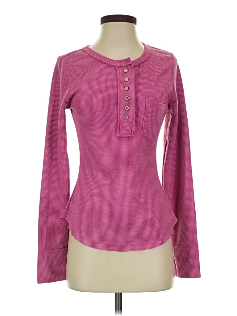 Pre-owned New In Long Sleeve Top Pink Keyhole Neckline Tops
