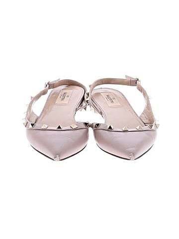 Valentino Garavani Leather Rockstud Slingback Flats (view 2)