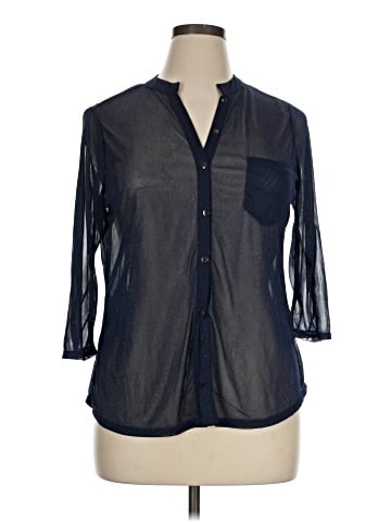 Always Indigo 3/4 Sleeve Button-Down Shirt (view 1)