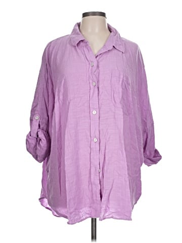 American Eagle Outfitters 3/4 Sleeve Button-Down Shirt (view 1)