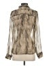 Express Animal Print Ivory Long Sleeve Blouse Size S - photo 2