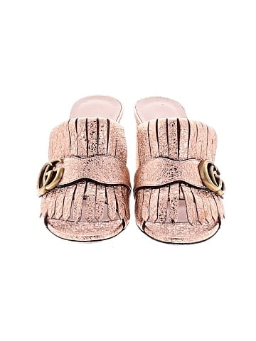 Gucci Leather Marmont GG Fringe Mule Sandals (view 2)