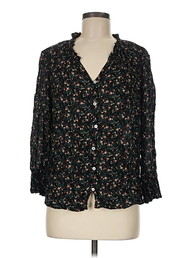 Pre-owned Dr2 3/4 Sleeve Blouse In Black