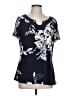 Bali Blue Black Short Sleeve Top Size L - photo 1