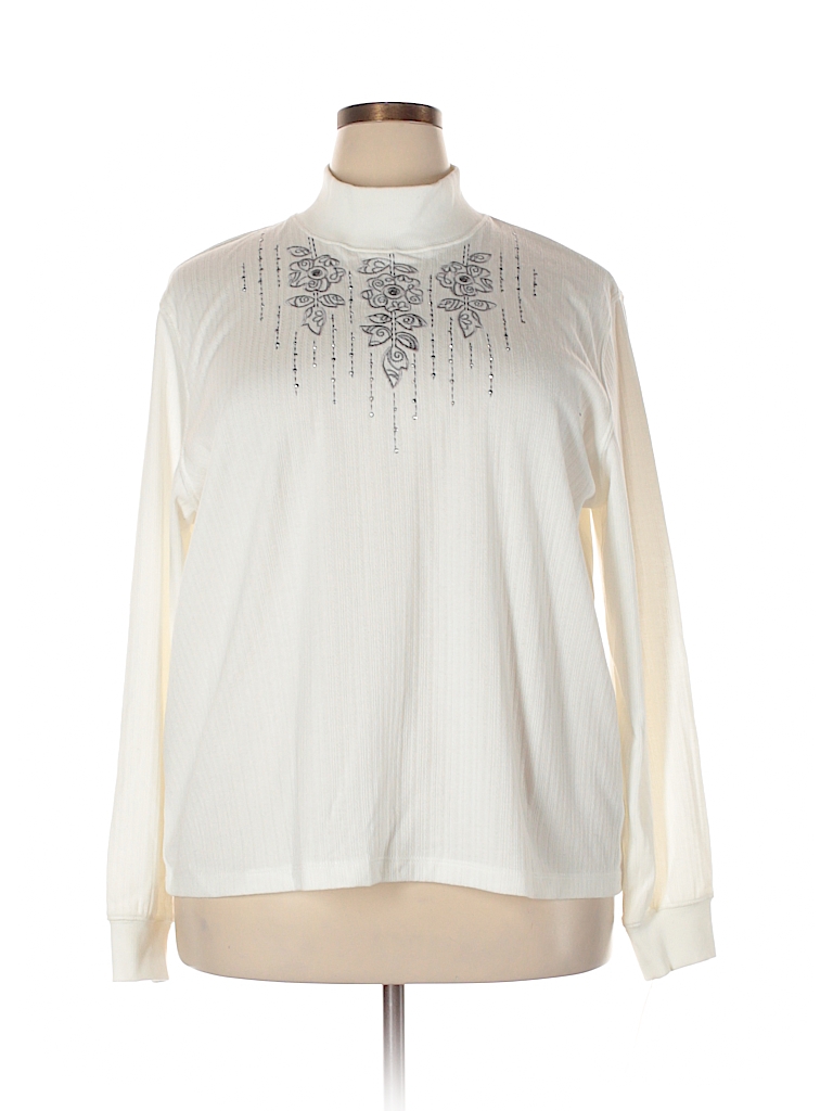 Alfred Dunner Solid Ivory Long Sleeve Top Size 2X (Plus) - 63% off ...