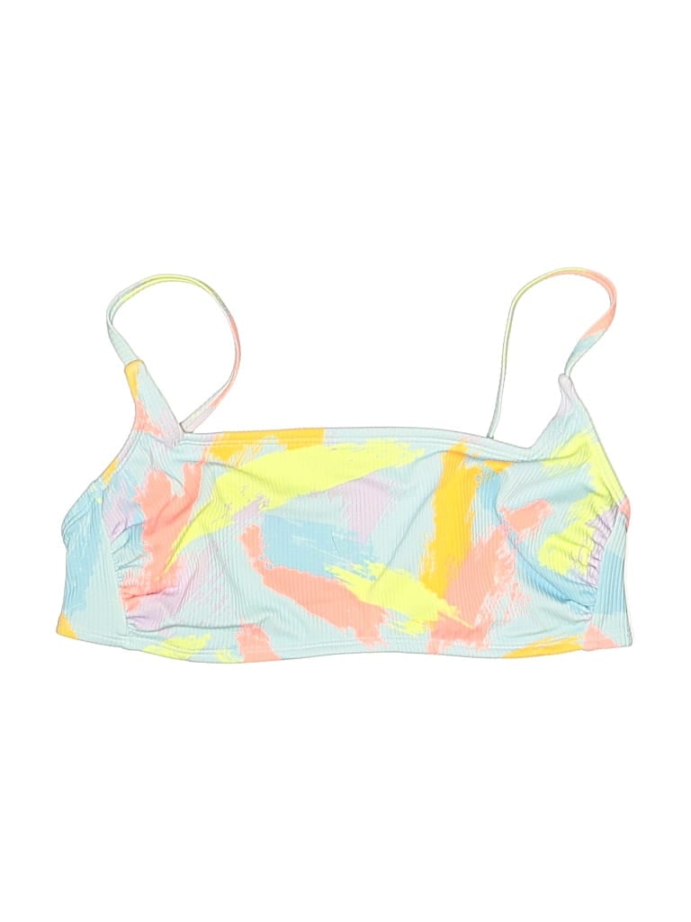 Pre-owned Wild Fable Swimsuit Top Yellow Tie-dye Pattern Swimwear