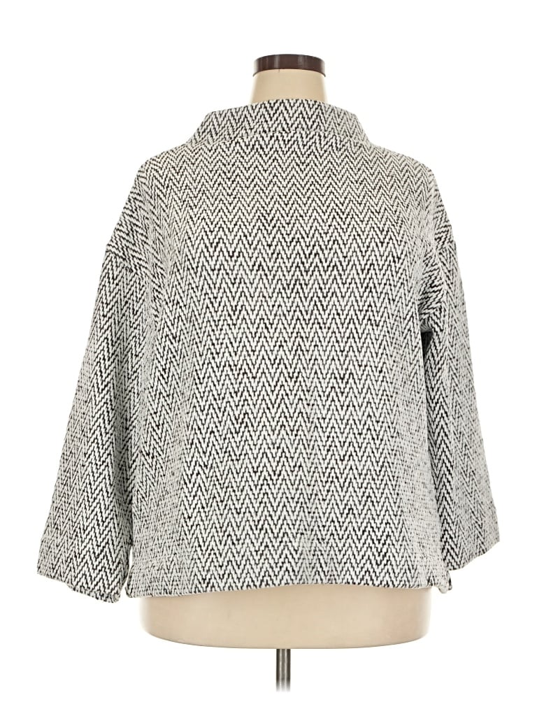 Pre-owned Rafaella 3/4 Sleeve Top Gray Turtleneck Tops