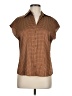 Maison d' Amelie Houndstooth Brown Short Sleeve Blouse Size M - photo 1