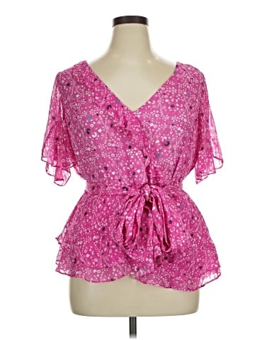 Tanya Taylor Short Sleeve Silk Top (view 1)