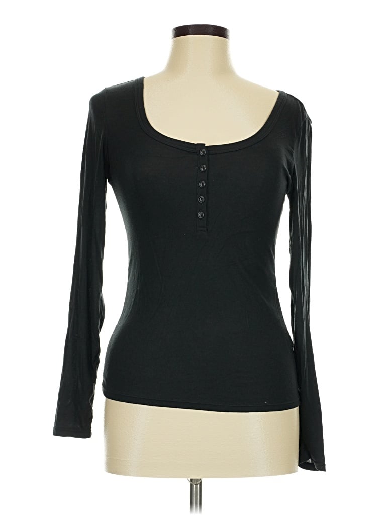 Pre-owned Halara Long Sleeve Top Black Sweetheart Neckline Tops