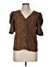 Saks Fifth Avenue 100% Polyester Animal Print Brown Short Sleeve Blouse Size M - photo 1
