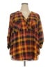Torrid 100% Polyester Plaid Orange 3/4 Sleeve Blouse Size 2X (estimated) - photo 1