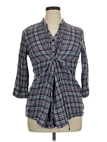 a.n.a. A New Approach 3/4 Sleeve Button-Down Shirt (view 1)