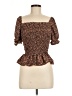 Mine 100% Polyester Brown Short Sleeve Blouse Size M - photo 1
