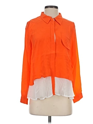 Line & Dot Long Sleeve Silk Top (view 1)