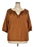Talbots 100% Cotton Brown 3/4 Sleeve Blouse Size 2X - photo 1