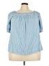 Torrid Stripes Blue Short Sleeve Blouse Size 3X Plus (3) - photo 1