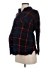 Isabel Maternity 100% Rayon Plaid Blue Long Sleeve Button-Down Shirt Size XS - photo 1