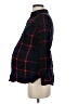 Isabel Maternity 100% Rayon Plaid Blue Long Sleeve Button-Down Shirt Size XS - photo 5