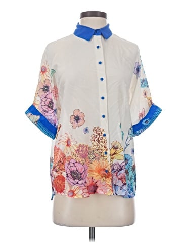 Johnny Was Short Sleeve Silk Top (view 1)