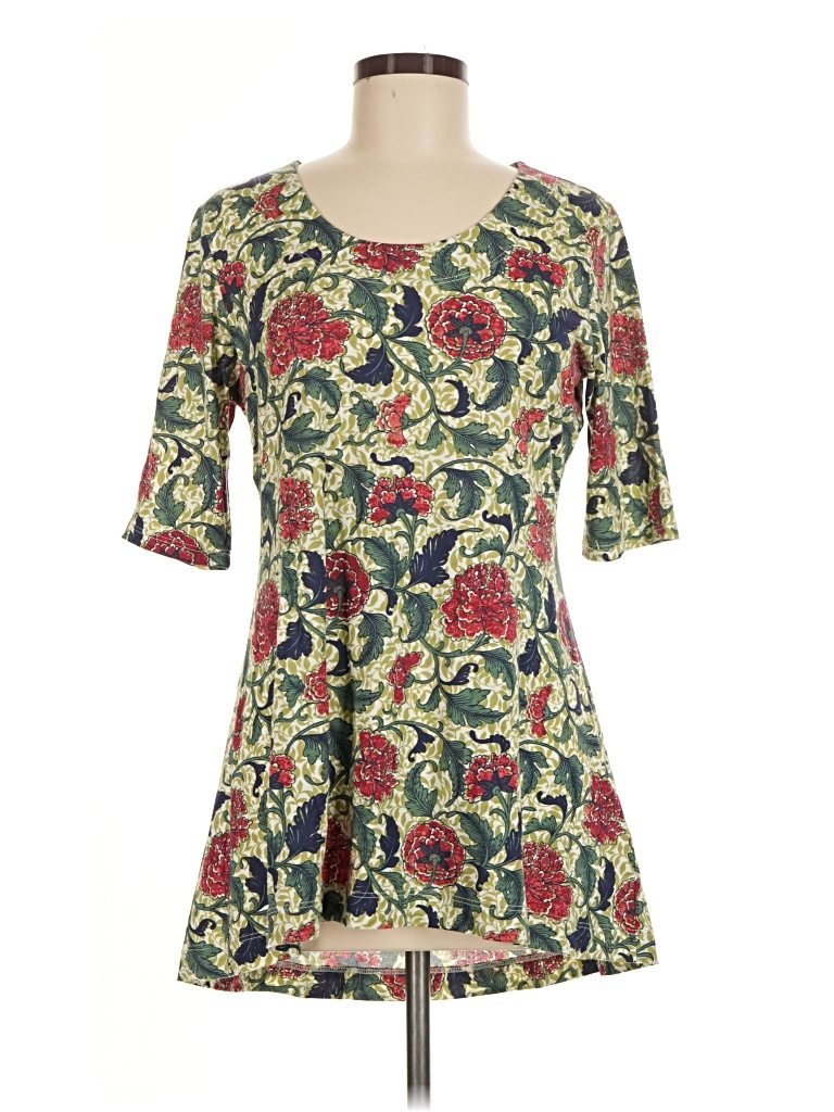 Pre-owned Peruvian Connection Short Sleeve Blouse In Green