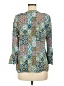 Tolani 100% Silk Argyle Aztec Or Tribal Print Paisley Blue 3/4 Sleeve Silk Top Size M - photo 2