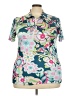 Unbranded Floral Teal Short Sleeve Blouse Size 4X - photo 1