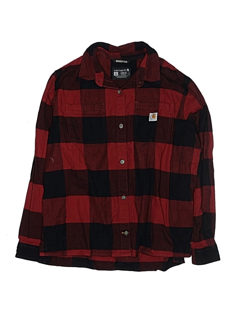 Pre-owned Carhartt Kids' Long Sleeve Button Down Shirt In Burgundy