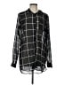 rue21 100% Polyester Plaid Black Long Sleeve Blouse Size L - photo 1