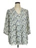 Rose + Olive 100% Polyester Paisley Blue 3/4 Sleeve Blouse Size 1X - photo 1