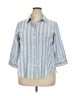 Foxcroft 100% Cotton Stripes Blue 3/4 Sleeve Button-Down Shirt Size 18 - photo 1