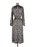 Ann Taylor LOFT 100% Polyester Animal Print Black Casual Dress Size 6 - photo 2
