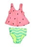 Cat & Jack Hearts Pink Two Piece Swimsuit 9-12 MO / 12 MO - photo 1