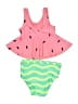 Cat & Jack Hearts Pink Two Piece Swimsuit 9-12 MO / 12 MO - photo 2